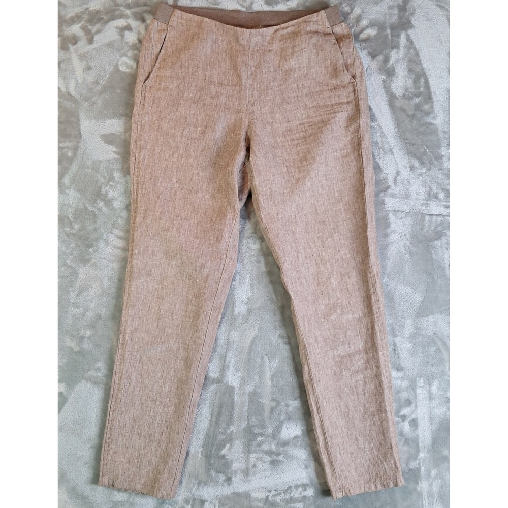 J Jill Love Linen Pants S Tall Small Oatmeal Tan 100% Linen Straight WPT123933